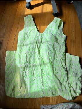 COS neon green gingham dress